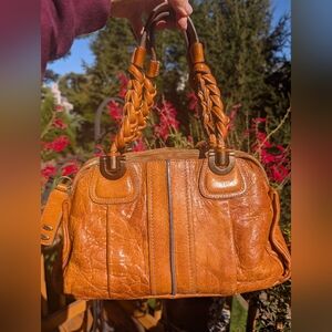 Authentic Chloe Heloise Lambskin leather Satchel With Braided Handles